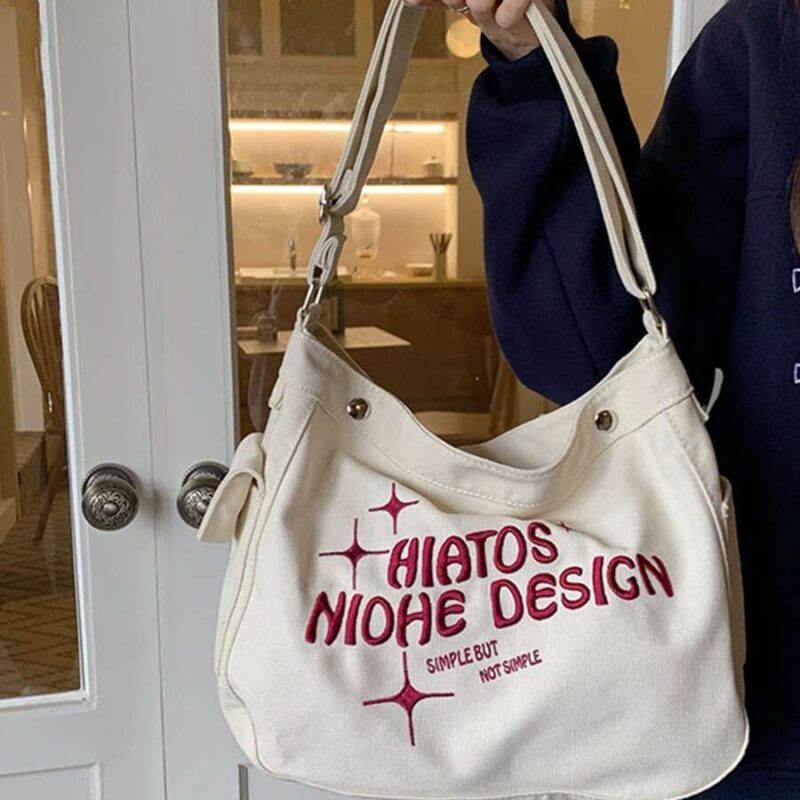 حقيبة يد نسائية أنيقة للعمل والتسوق مطرزة بحروف هوبو