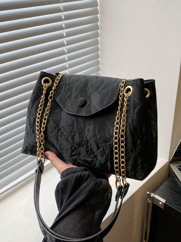 حقيبة كاجوال عصرية بسيطة للكتف مع سلسلة