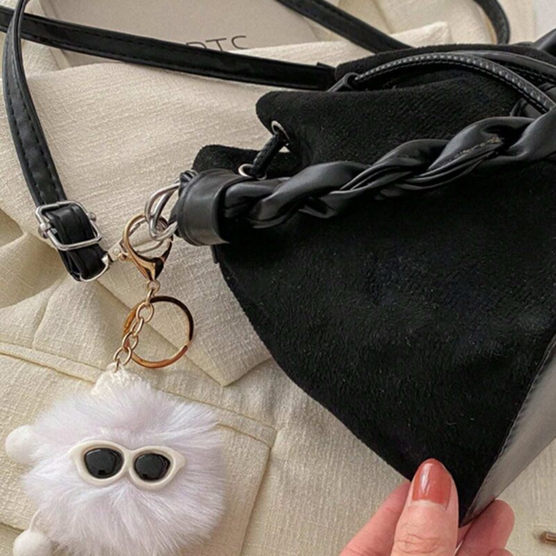 حقيبة كروس بودي صغيرة مع رباط للنساء، حقيبة دلو بشكل ماسي للاستخدام اليومي والخارجي