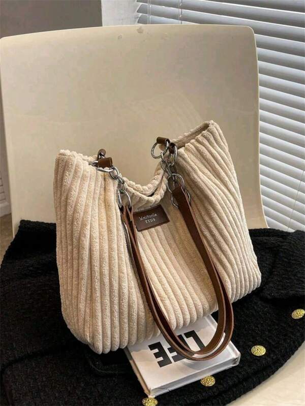 حقيبة كتف كبيرة السعة منعشة بقالب غامق ولطيف