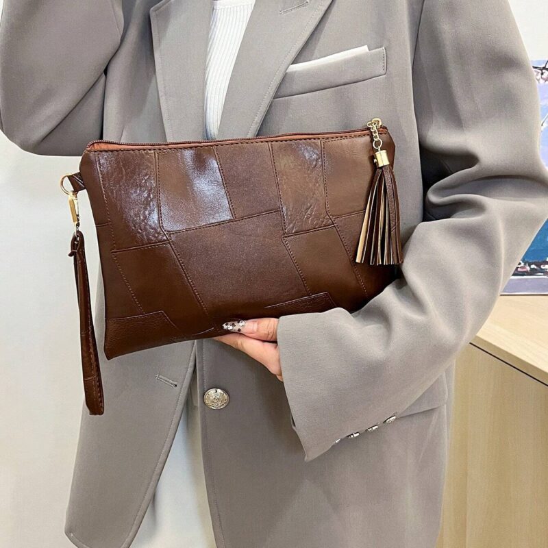 حقيبة مغلف 2025 إصدار كوري جديد للنساء، بتصميم إسبلايت الشرانق، حقيبة كتف مربعة صغيرة للسيدات