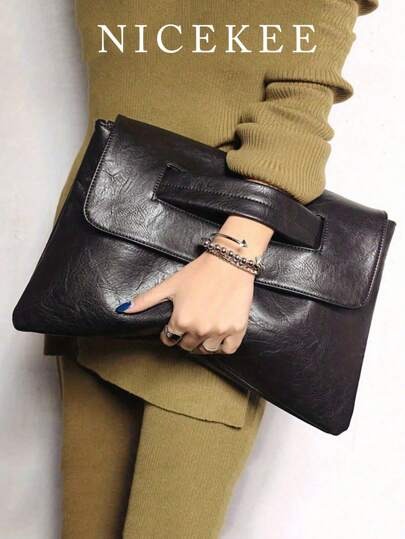 حقيبة راقية هادئة حقيبة كلاسيكية كبيرة السعة من الجلد Pu للنساء تحمل سوار المعصم.